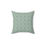 Thumbnail: Square throw pillow with a sage green background and a white geometric floral pattern, perfect for adding a modern touch.