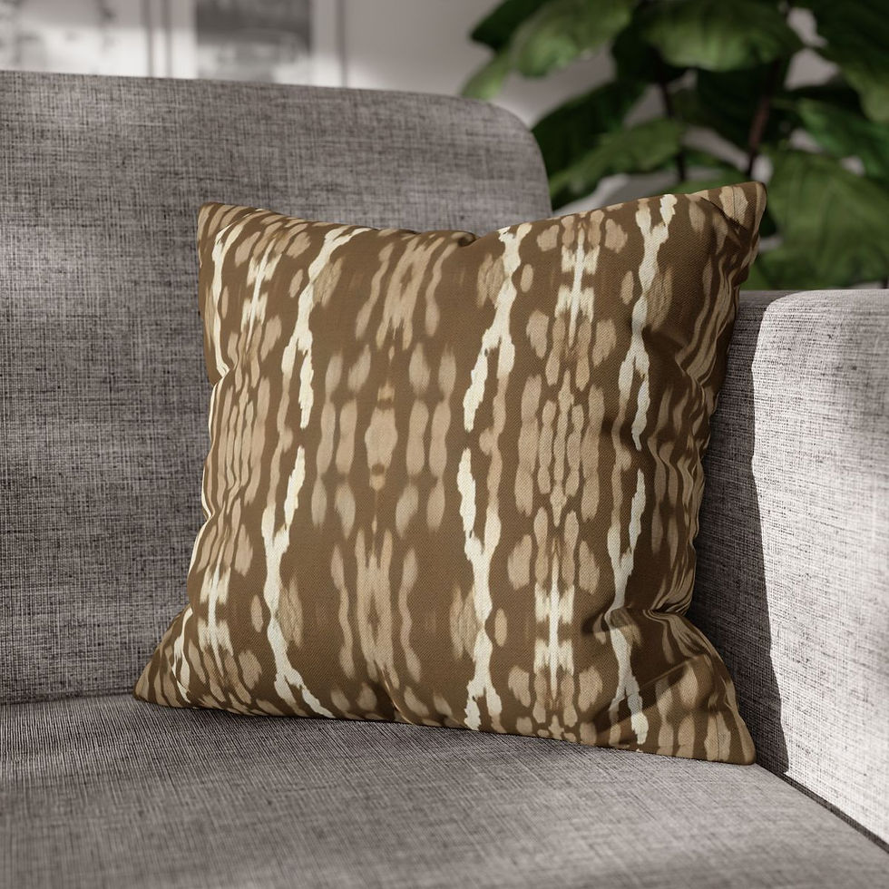 Thumbnail: Earthy Brown Ikat Pattern Pillow Cover