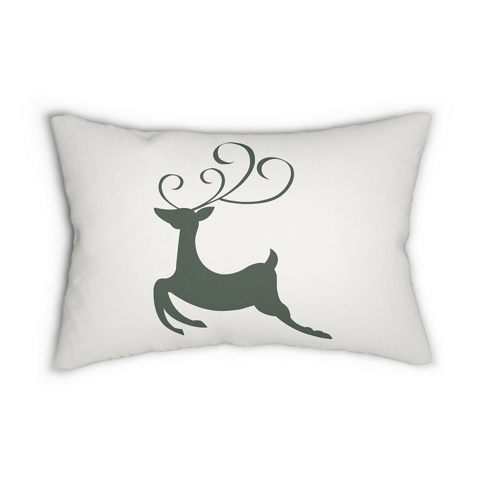 Thumbnail: Leaping Reindeer Holiday Lumbar Pillow 