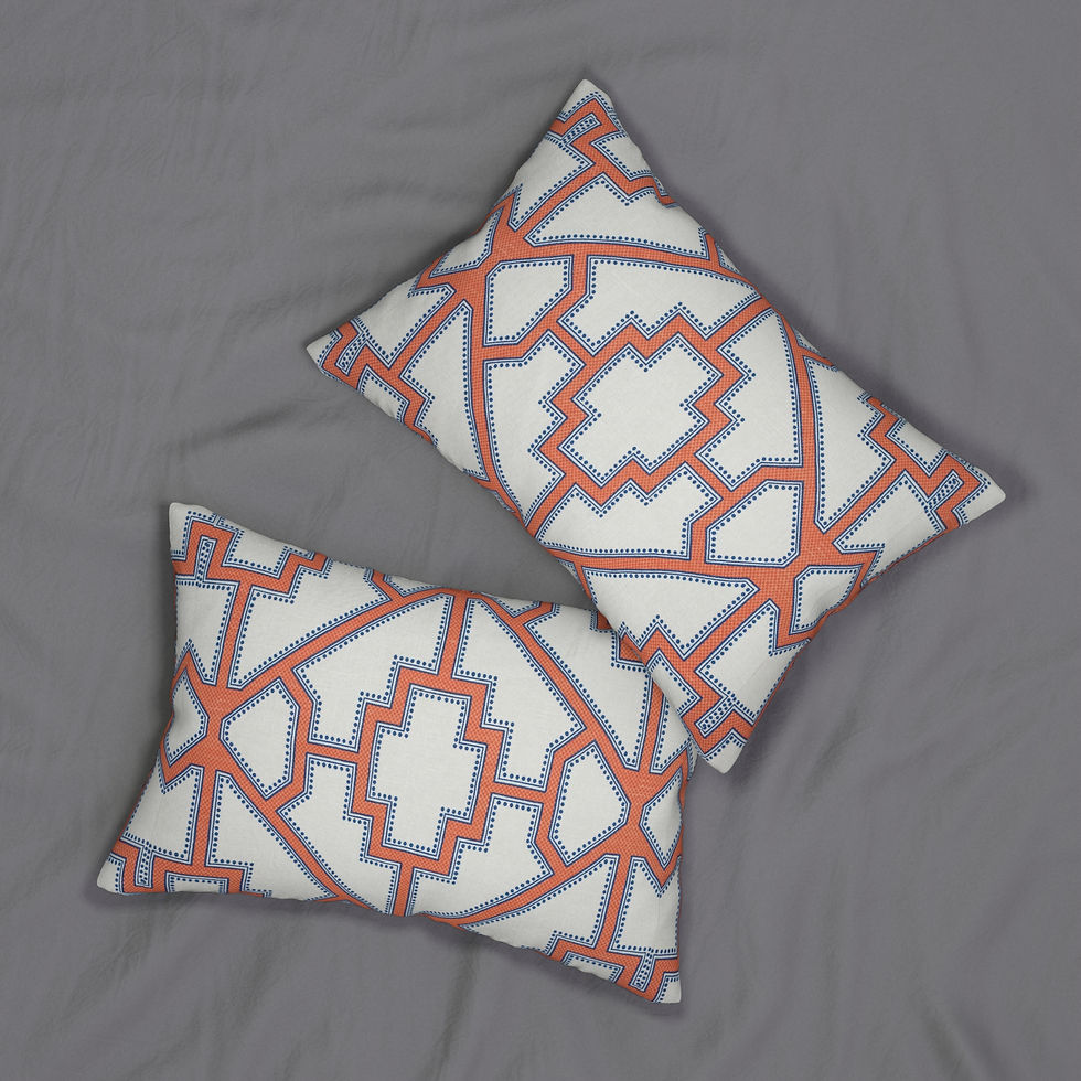 Thumbnail: Geometric Fretwork Lumbar Pillow