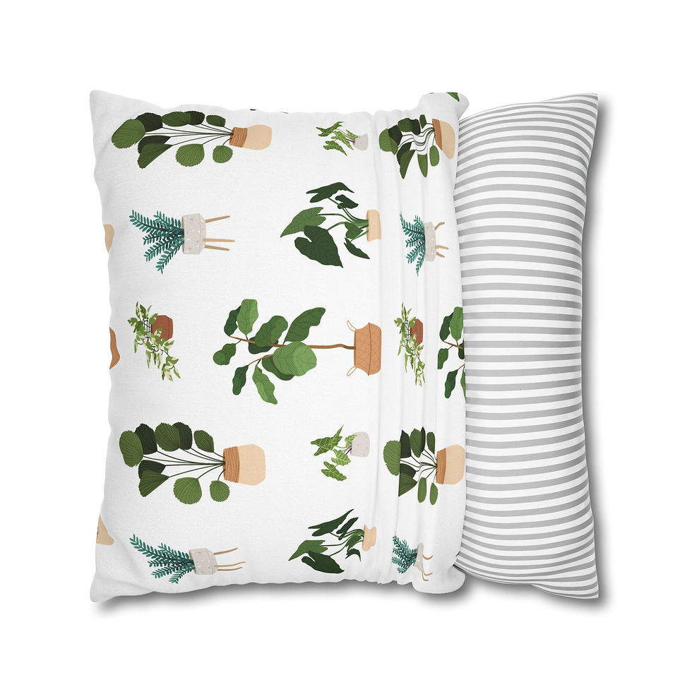 Thumbnail: Botanical Plant Print Pillowcase | Potted Houseplants Illustration on White