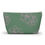 Thumbnail: Green accessory pouch with soft pink floral line art, perfect for stylish storage of cosmetics, toiletries, or essentials.