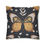 Thumbnail: Black pillowcase with a bold butterfly illustration in mustard, tan, and cream, surrounded by white floral and leaf motifs in