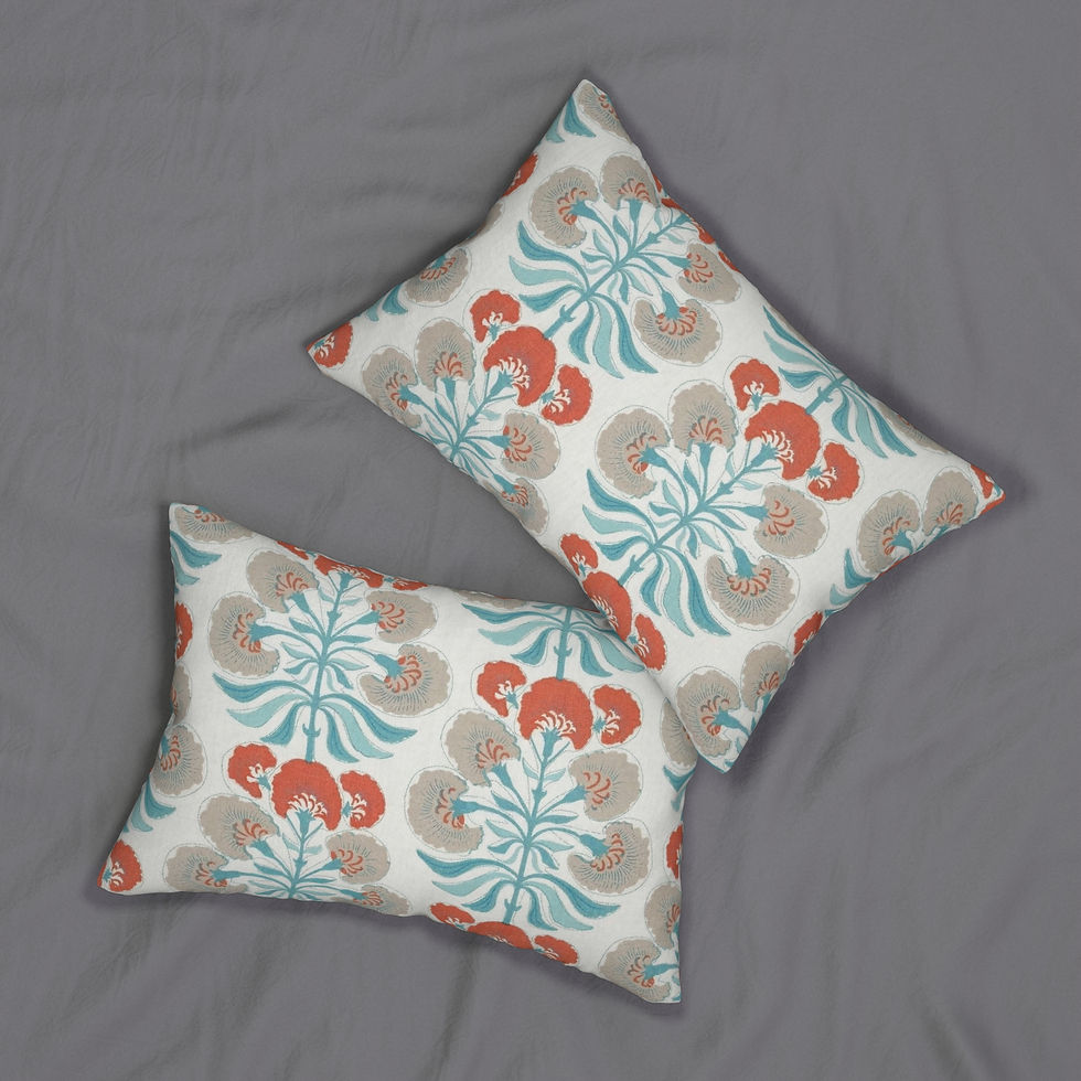 Thumbnail: Suzani Botanical Lumbar Pillow - Teal & Terracotta