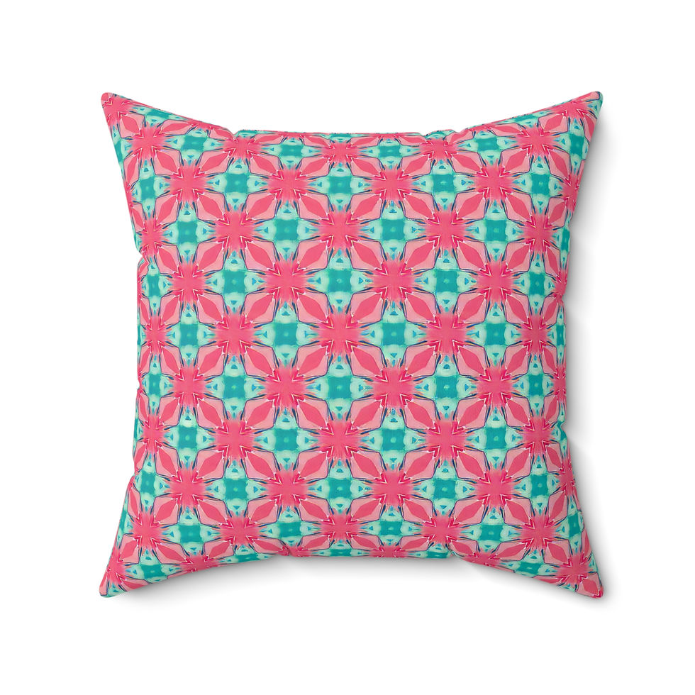 Thumbnail: Vibrant Geometric Square Pillow | Colorful Home Decor Accent