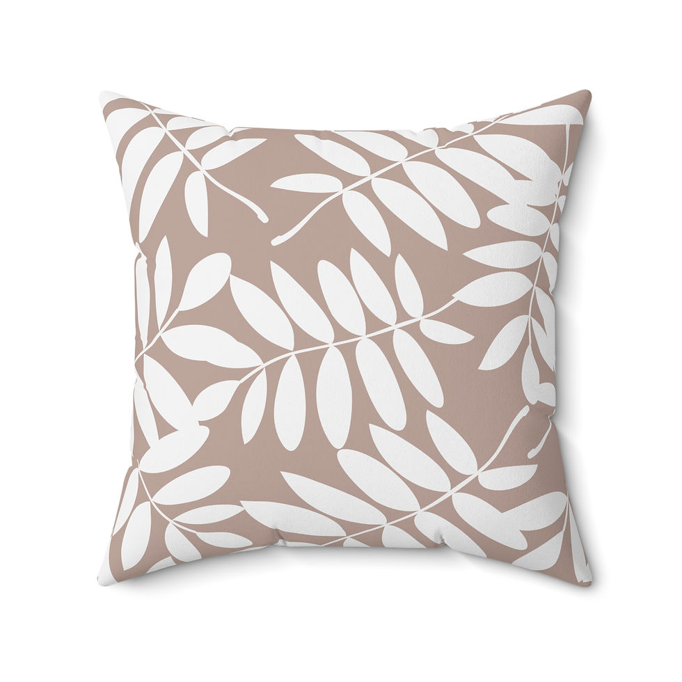 Thumbnail: Indigo Leaf Silhouette Throw Pillow –  Mauve
