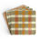 Thumbnail: Corkwood coaster with plaid pattern in golden yellow, rust red, sage green, and cream.
