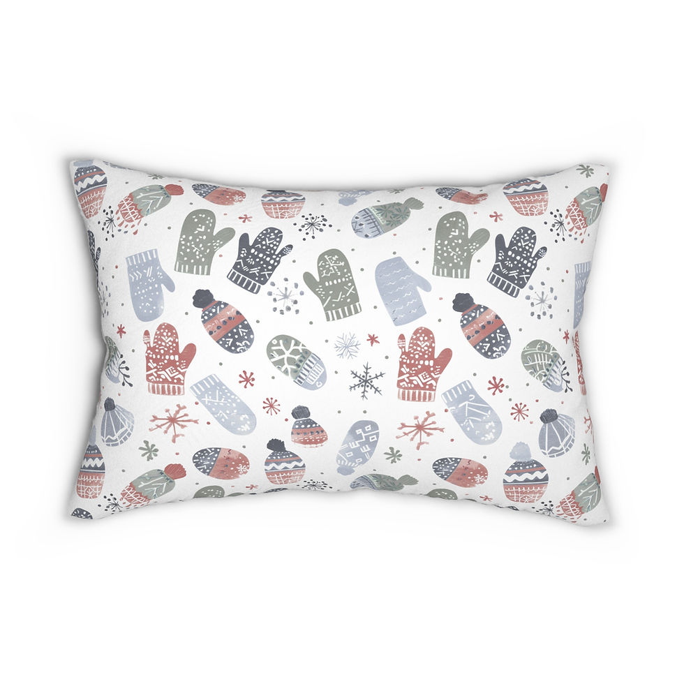 Thumbnail: Cozy Mittens & Snowflake Holiday Lumbar Pillow
