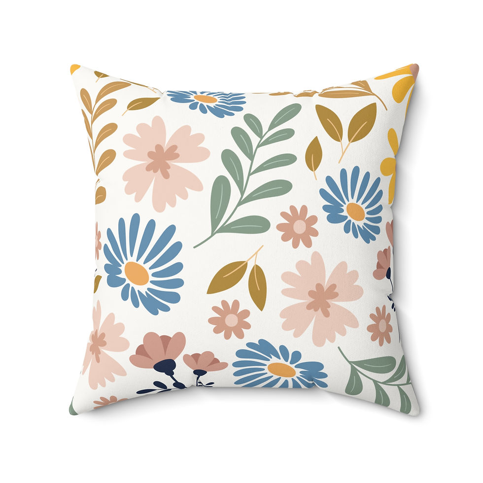 Thumbnail: Whimsical Wildflower Garden Faux Suede Throw Pillow