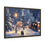 Thumbnail: Vintage holiday train framed artwork with snow, lampposts, and warmly lit village buildings
