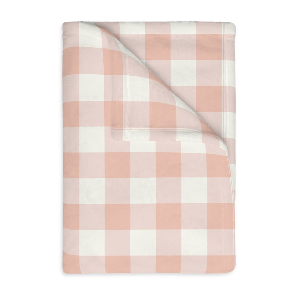 Cozy Velveteen Microfiber Blanket - Two-Sided Gingham Design