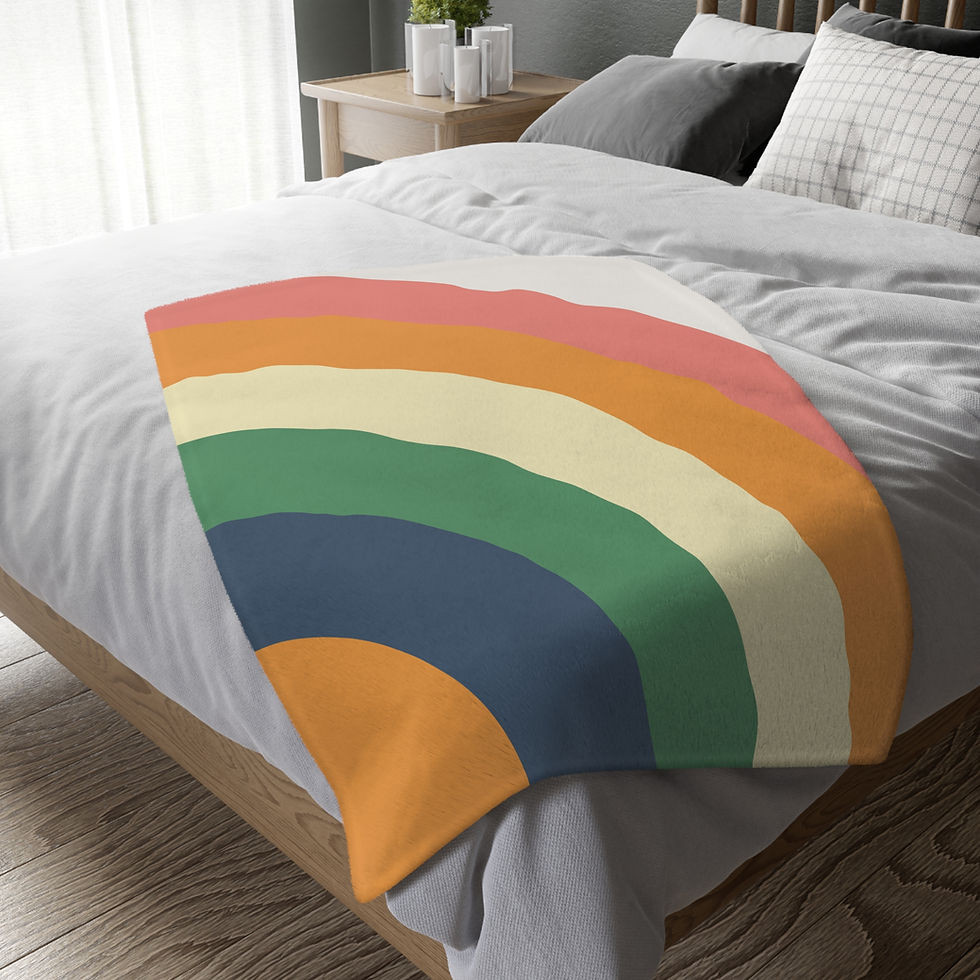 Thumbnail: Retro Radiance 70s Rainbow Velveteen Microfiber Throw