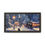 Thumbnail: Vintage holiday train framed artwork with snow, lampposts, and warmly lit village buildings