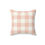 Thumbnail: Faux suede pillow with blush pink and white gingham check pattern, ideal for cozy, farmhouse, or cottage-inspired interiors.