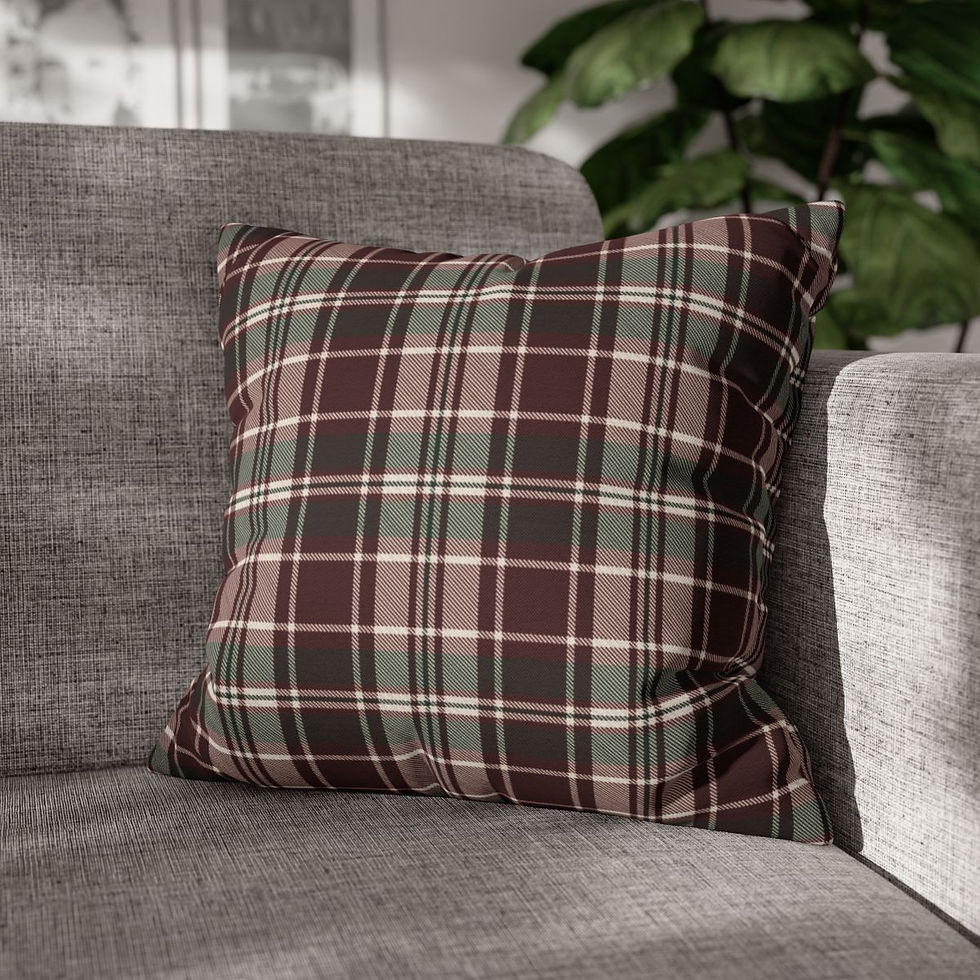 Thumbnail: Cozy Red and Green Plaid Pillow Cover