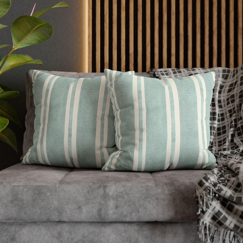Thumbnail:  Coastal Mist Blue Striped Decorative Pillowcase
