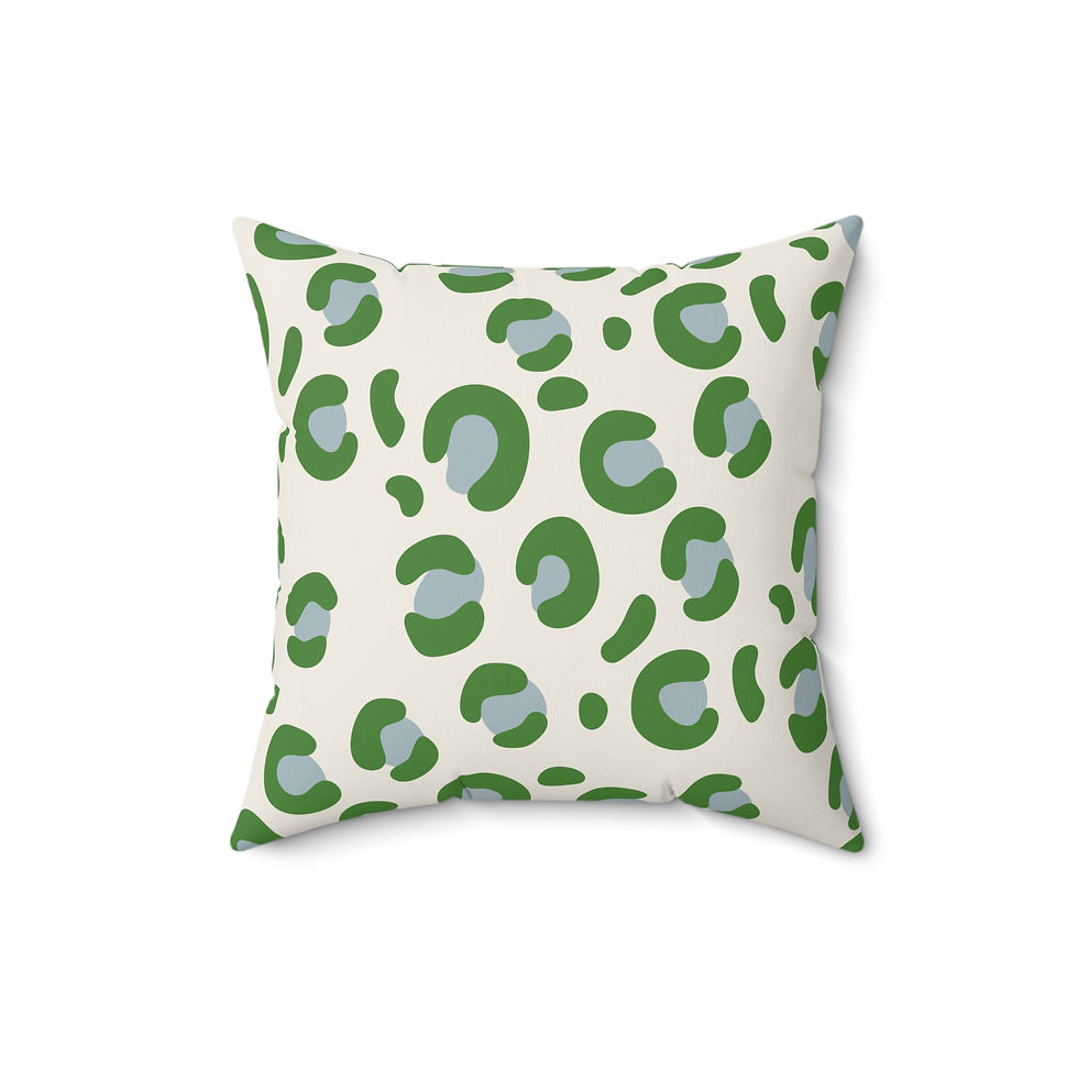 Thumbnail: Safari Chic Leopard Faux Suede Throw Pillow - Green & Blue