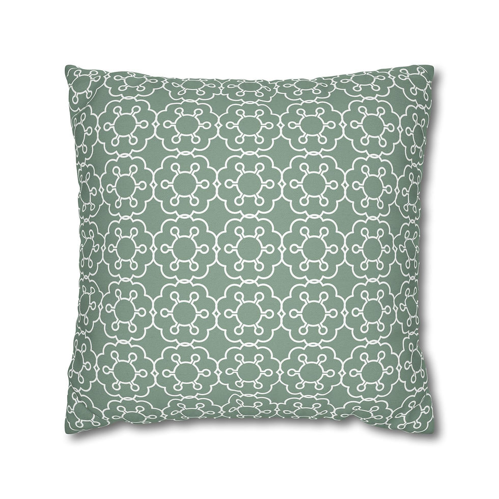 Thumbnail: Botanical Print Square Pillowcase - Green Floral Design