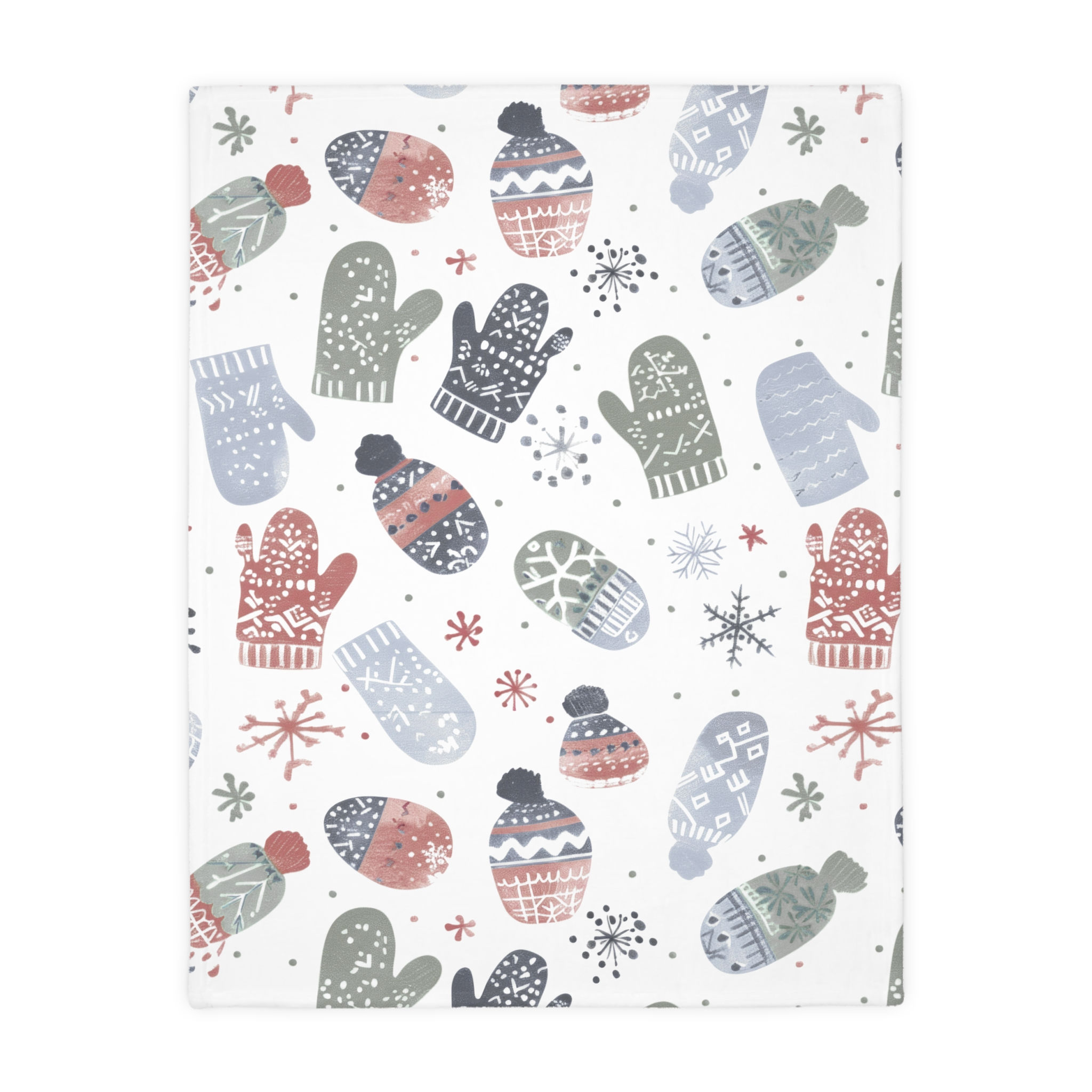 Cozy Mittens & Snowflake Velveteen Microfiber Blanket