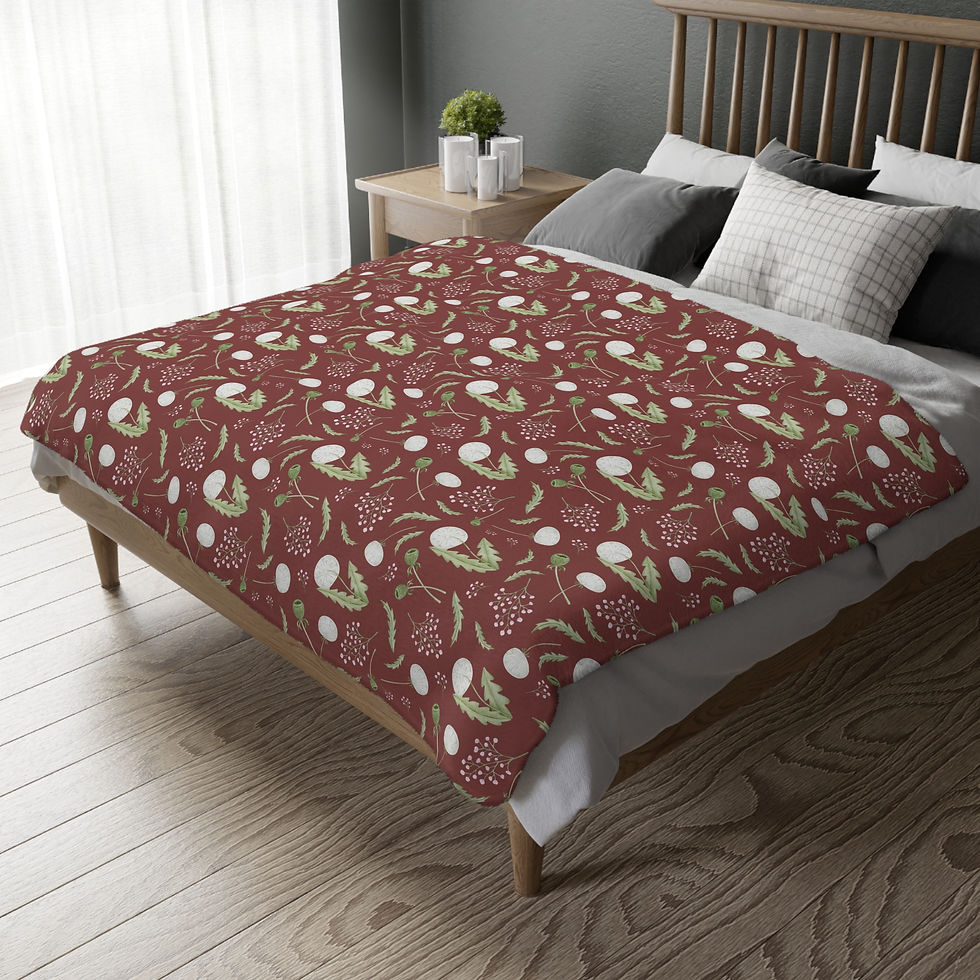 Thumbnail: Winter Wildflower Holiday Velveteen Microfiber Blanket