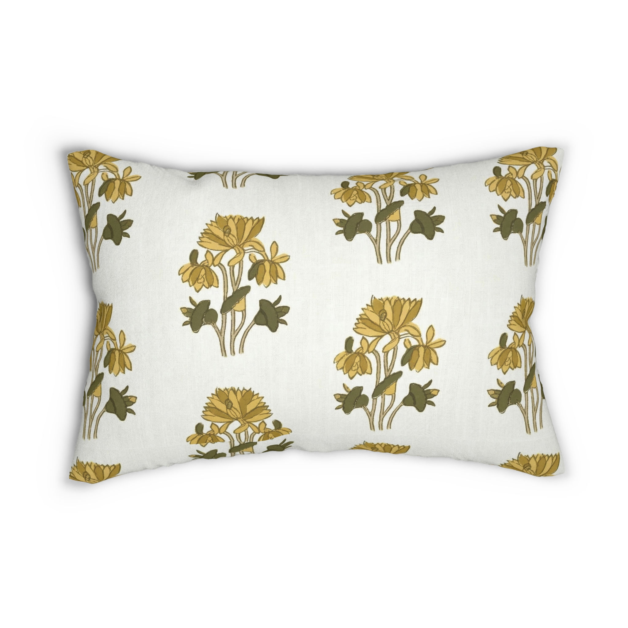  Botanical Sprig Lumbar Pillow - Ochre & Olive
