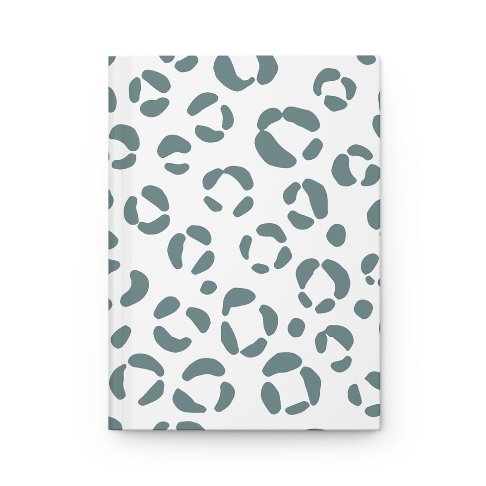 Hardcover journal with a minimalist gray leopard print design on a white background, perfect for stylish note-taking and jour