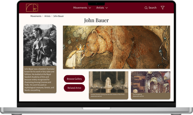 Laptop showing an Art Museum Website Design