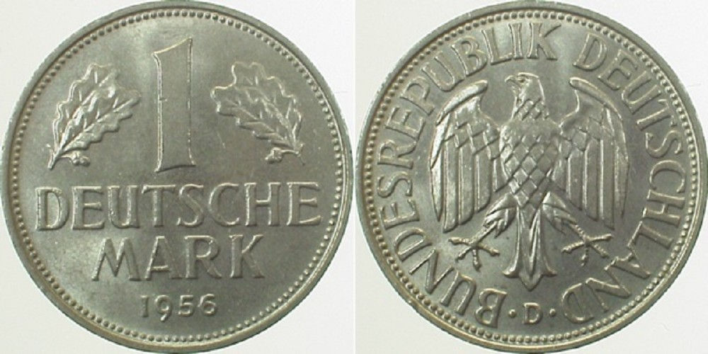 1 Deutsche Mark 1956 D bfr/stgl J385 1 DM