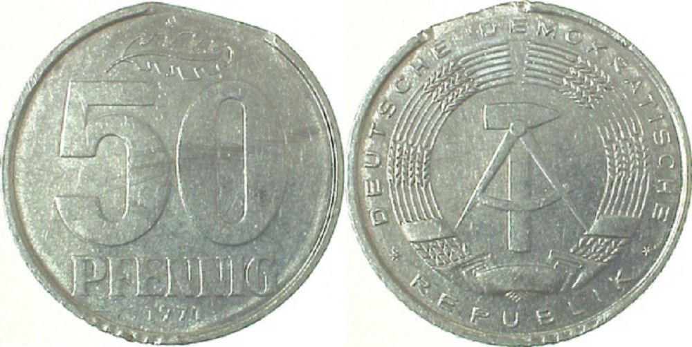 50 Pfennig DDR 71A deutlich Zainend vz J1512 50 Pfennig