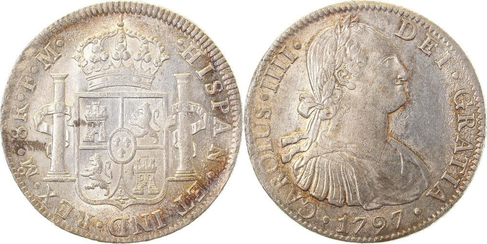 8 Reales Mexico 1797 Mo-Fm vz/stgl a unc Km vz / stgl 8 Reales