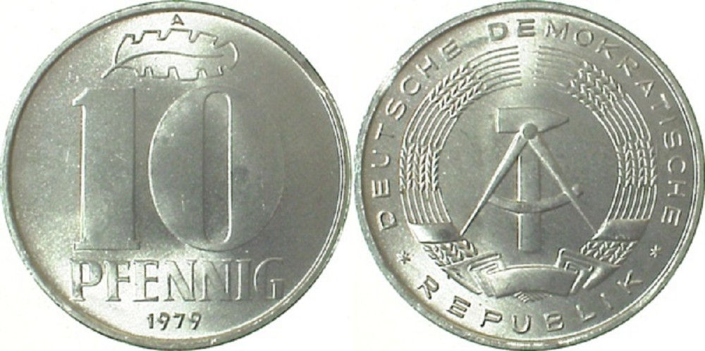 10 Pfennig DDR 1979A stgl kl Zainen J1510 stgl 10 Pfennig