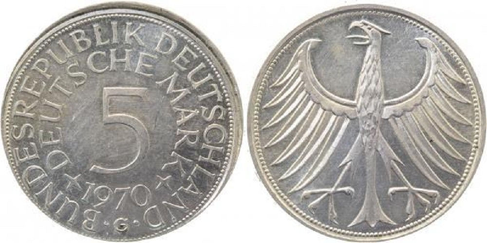5 DM 1970 G J387 WS: leicht dezentriert