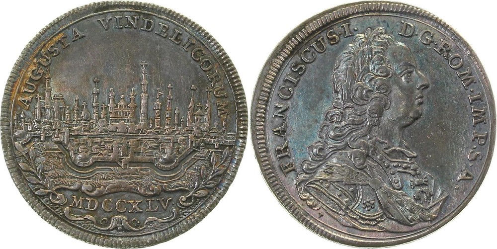 0,25 Taler Augsburg 1745 Forster 559 vz+ herrliche Patina