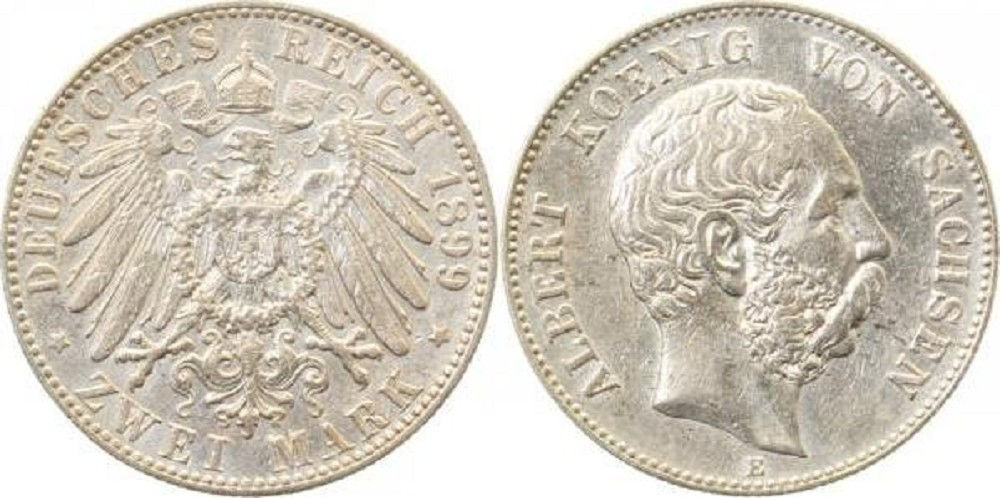 2 Mark Albert Sachsen 1899 E fast vorzüglich