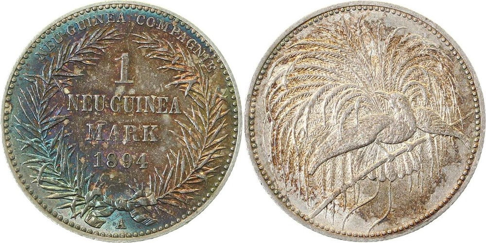 1 Mark Neu-Guinea 1894A vz/stgl minimale Rf schöne Patina J705