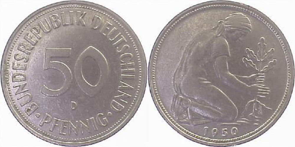 50 Pfennig 1950 D magnetisch J384