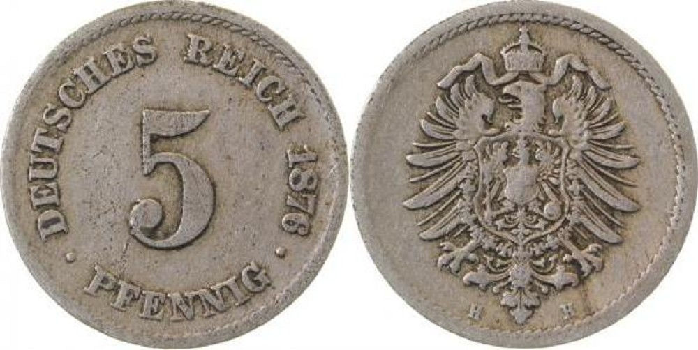5 Pfennig 1876 H s/ss J003