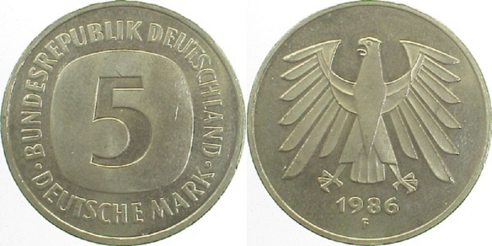 5 DM 1986F bfr/stgl J415 bfr / stgl 5 DM