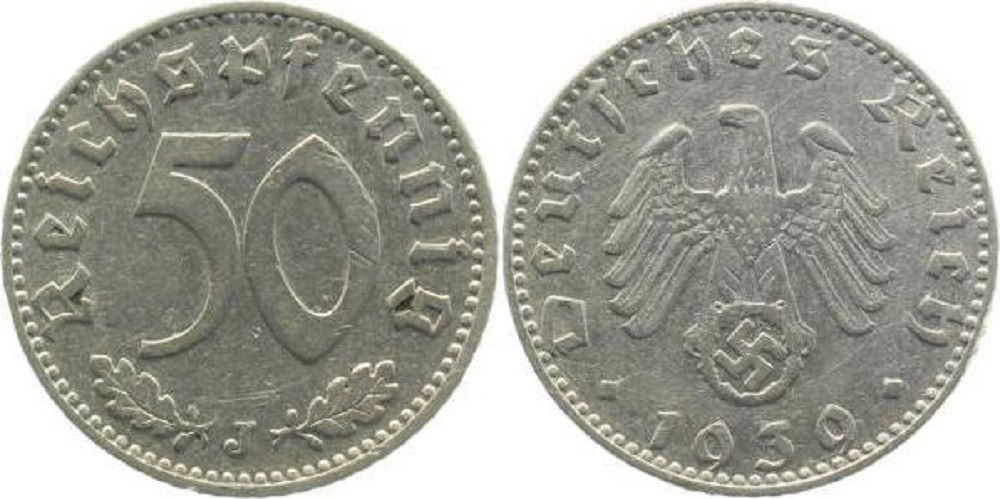 50 Pfennig 1939J ss/vz J372 ss / vz 50 Pfennig