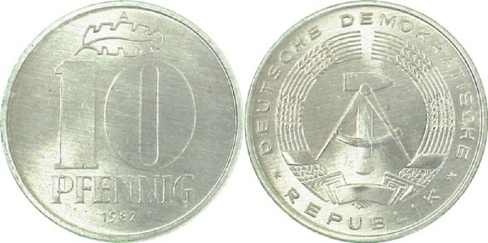 10 Pfennig DDR 1983A stgl/matt ! J1510 stgl/matt 10 Pfennig