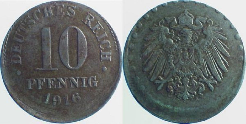 10 Pfennig 1916 A dezentriert 15% J298