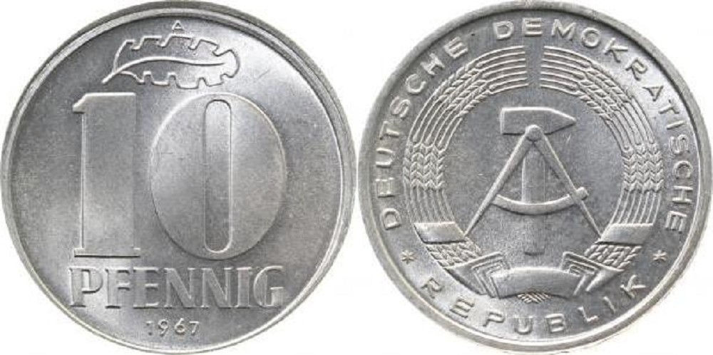 10 Pfennig 67A Ws: leicht dezentriert prfr! J1510 prfr! 10 Pfennig