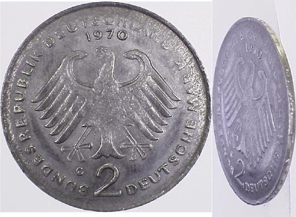 2 DM 70G z dünn unmagnetisch vz 3 26gr J406 vz 2 DM