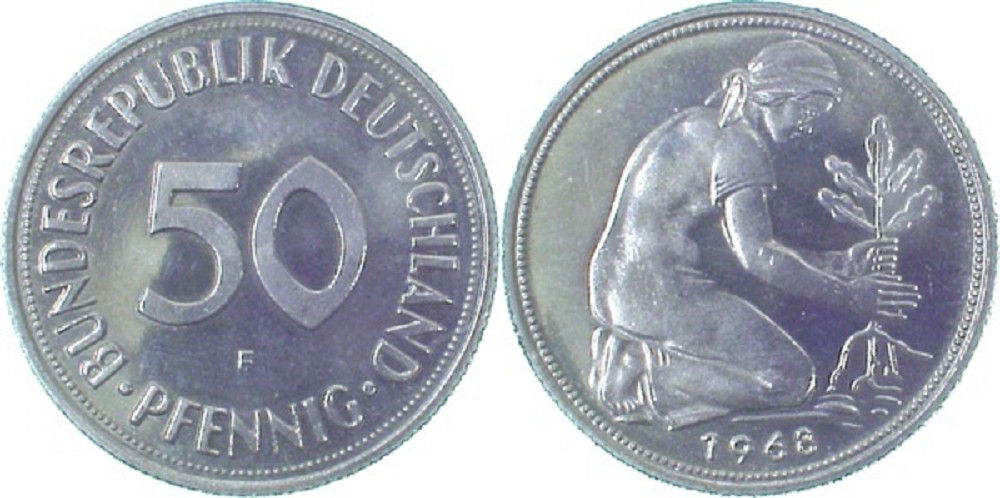 50 Pfennig 1968F Pp J384 Pp 50 Pfennig