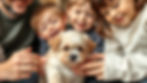 horizontal image of kids playing with tiny black, brown, and white shihpoo puppies.jpg