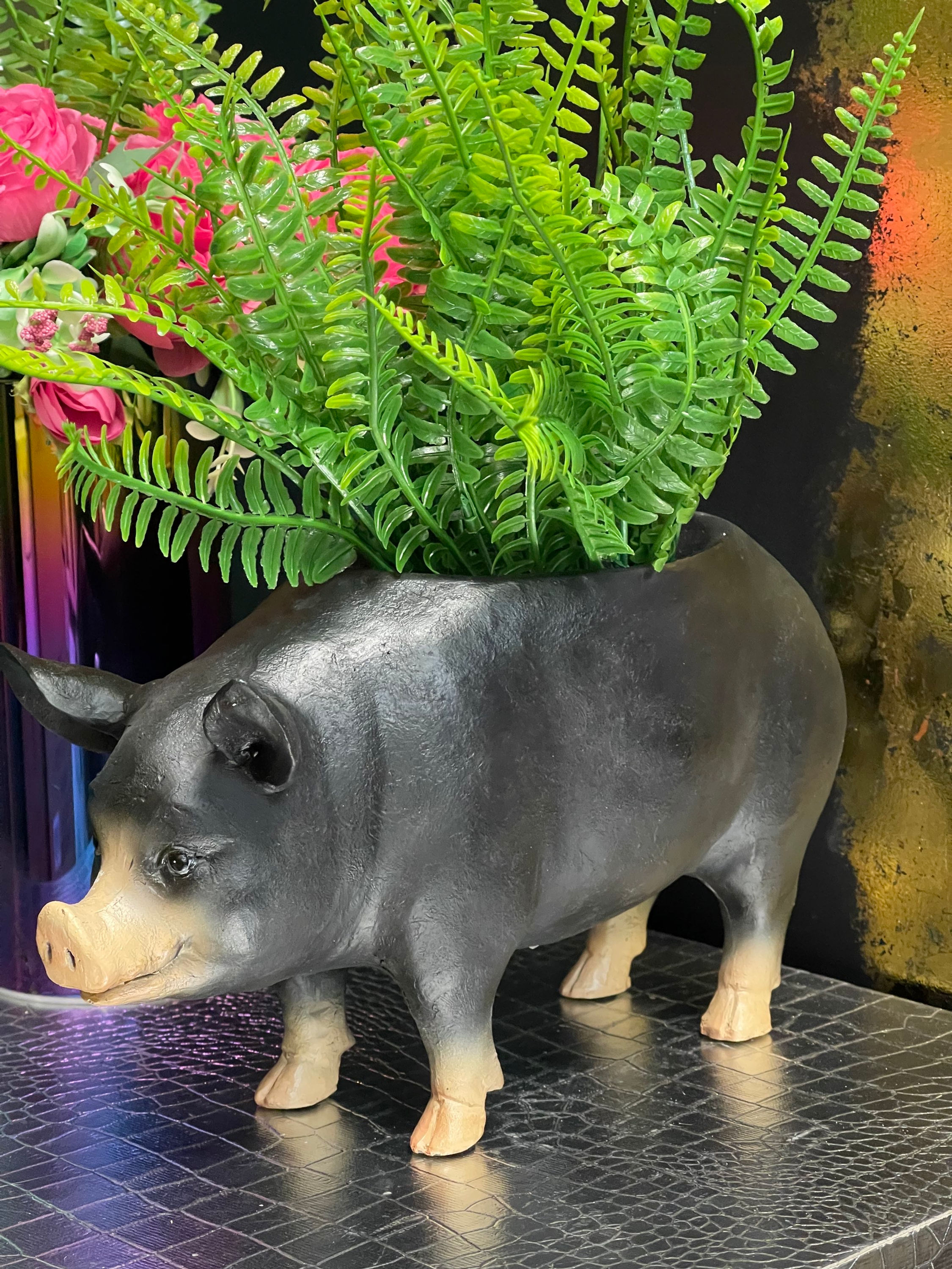 Standing Black Pig Planter 29.5cm