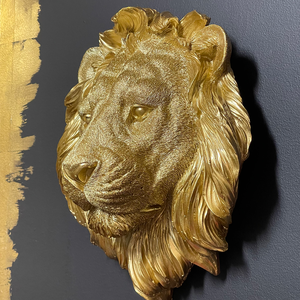 Thumbnail: 3D Gold Lion Head Wall Decoration 32cm