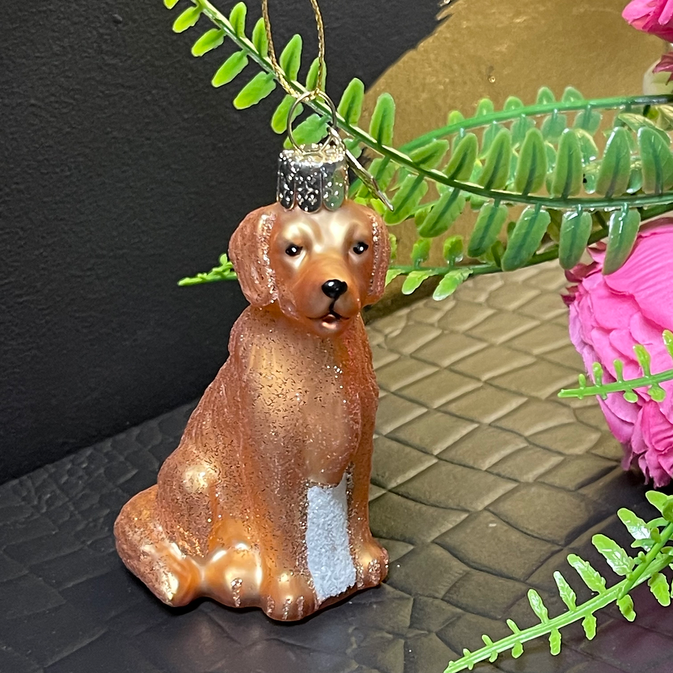 Blond Golden Retriever Glass Ornament