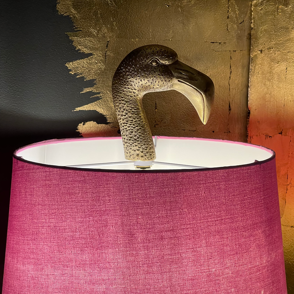 Thumbnail: Large 81cm Antique Gold Flamingo Lamp with Hot Pink Shade