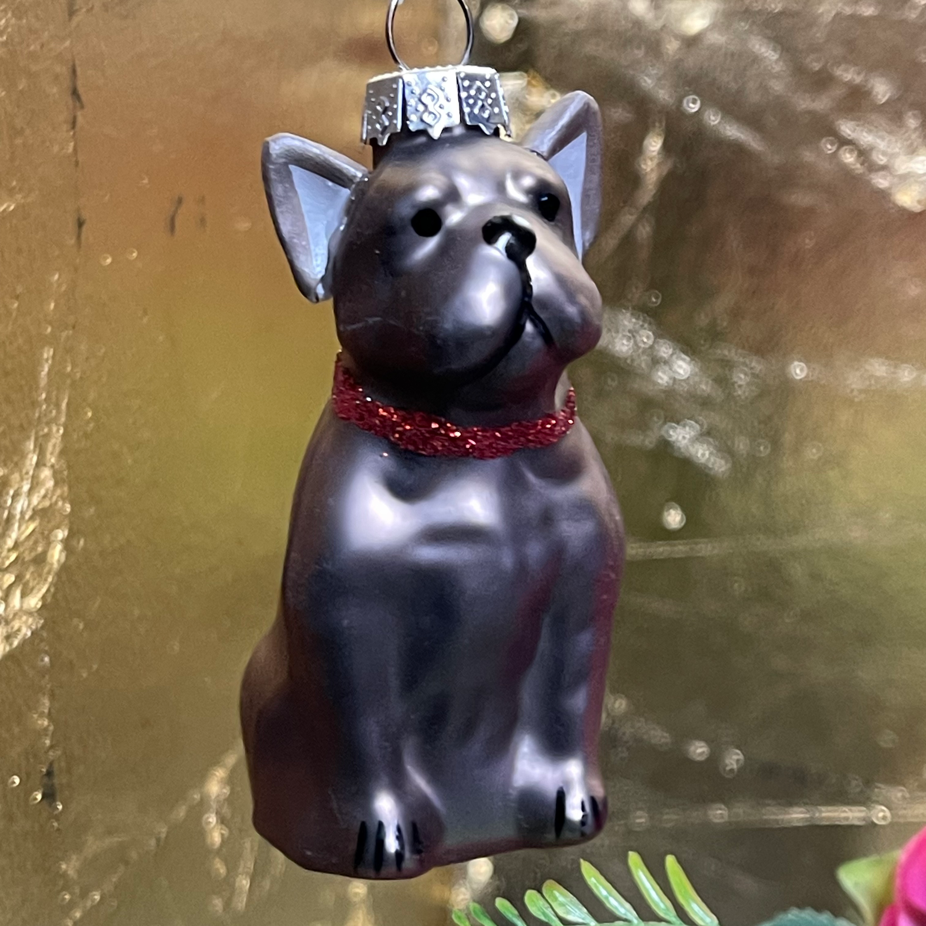 French Bulldog Glass Christmas Tree Decoration 